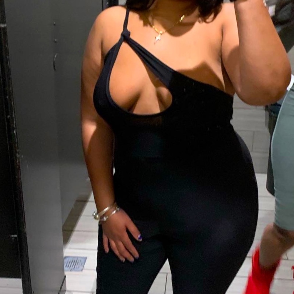 All black body jumpsuit from Pretty Little Thing. Size 14. Only worn once